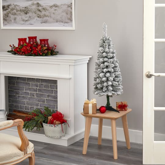 3ft. Pre-Lit Flocked Pencil Artificial Christmas Tree with Clear Lights